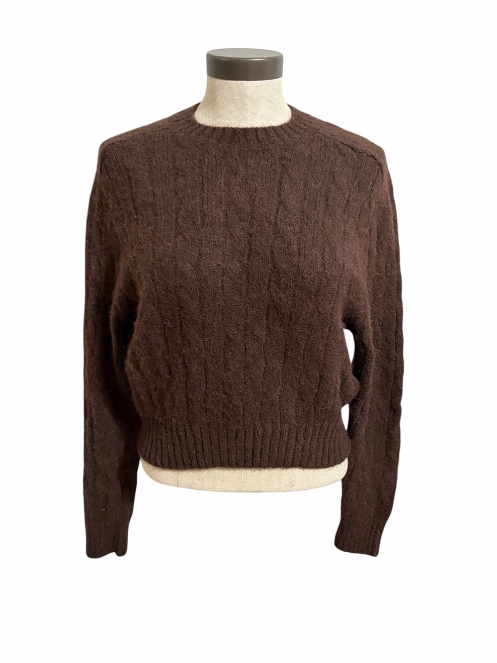 Polo Ralph Lauren Brown Cable-Knit Preppy Crewneck Sweater Wool Alpaca Blend S - Picture 5 of 8